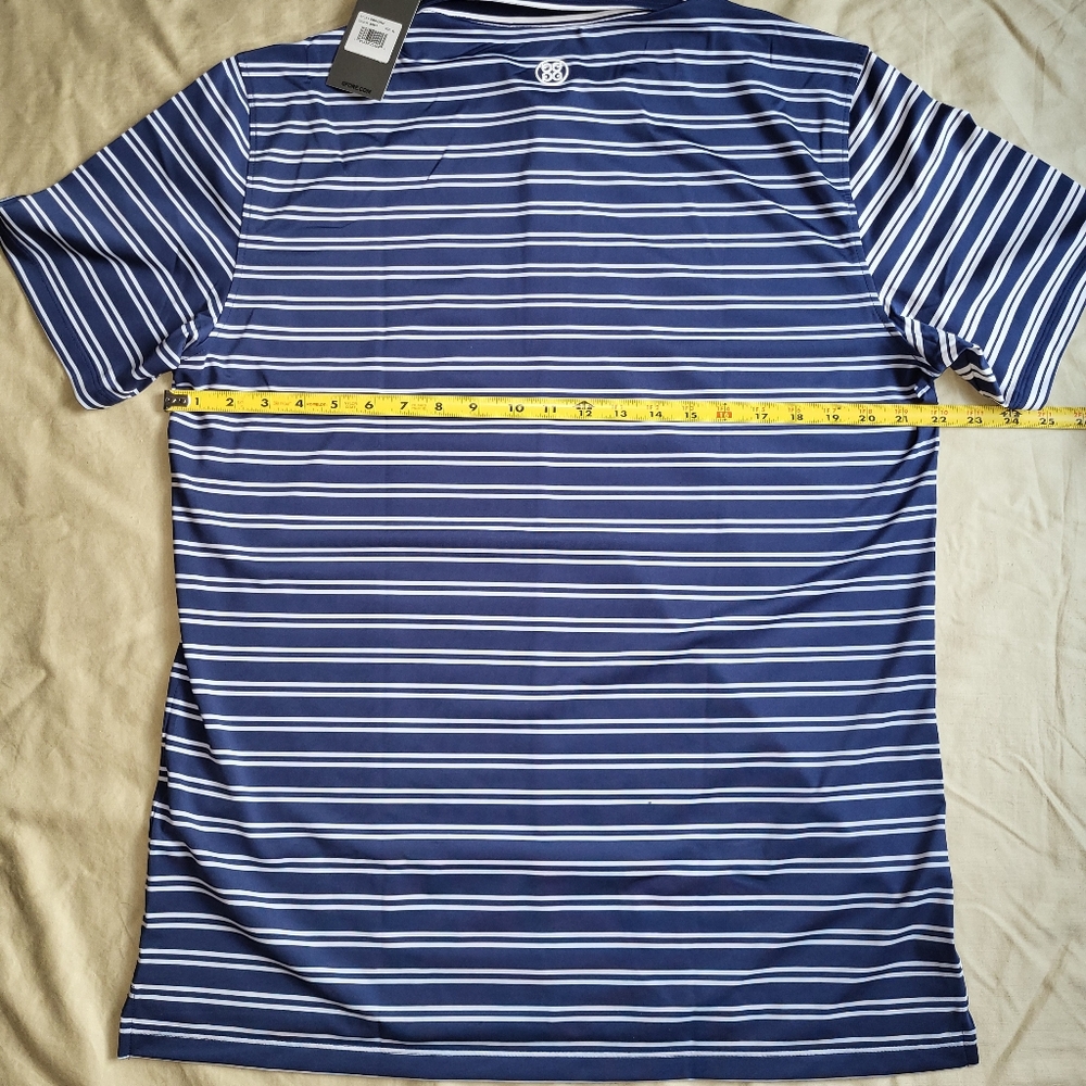 G/FORE Offset Blue and White Striped Men's Polo Shirt Size XL NWT - Picture 7 of 7